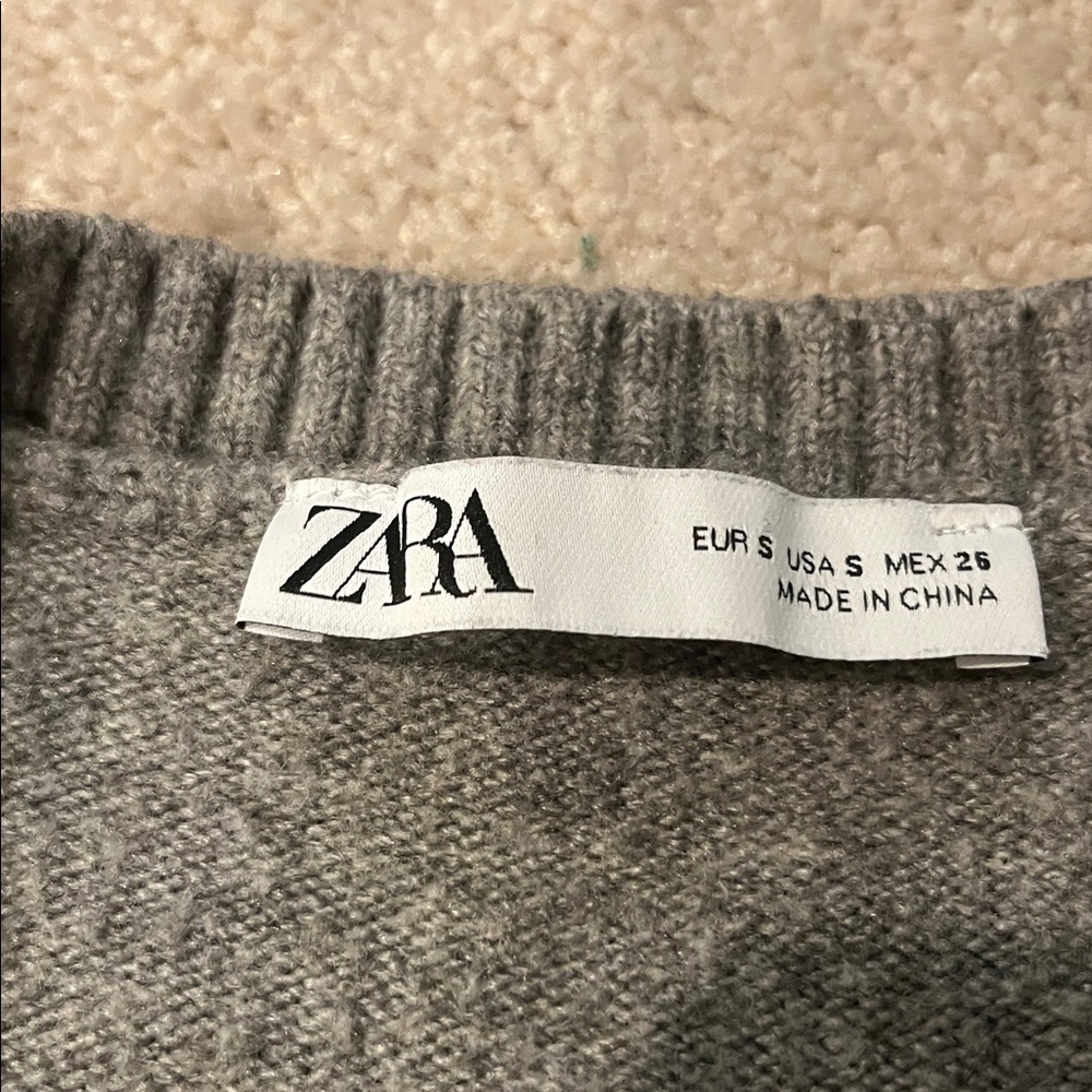 Zara Charcoal V-Neck Sweater Vest - Picture 2 of 4